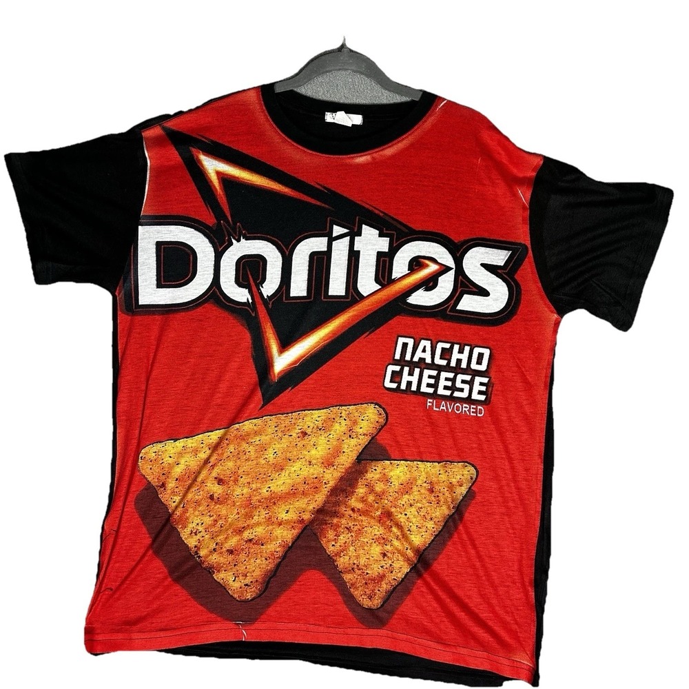Doritos Nacho Cheese Shirt Mens Large L Red AOP All Over‎ Print Graphic Tee Y2K